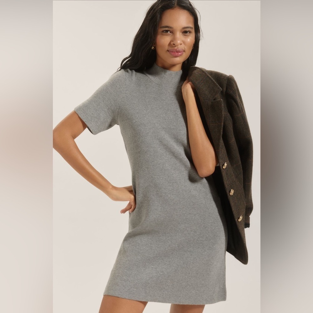 NWT! Anthro The Nina Short-Sleeve Mock-Neck Mod Mini Dress - Multiple Size🏀 - Picture 3 of 10